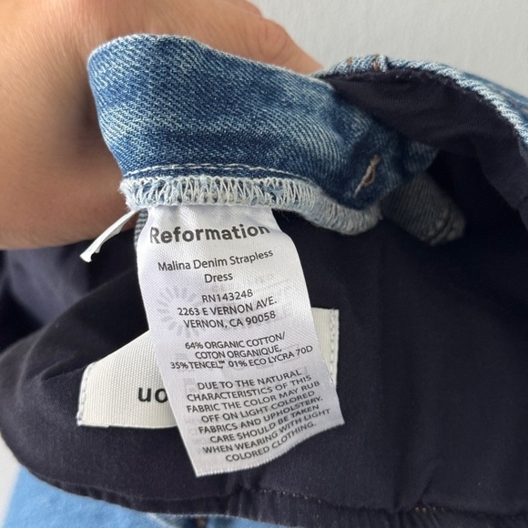 REFORMATION Malina Denim Strapless Dress 4 - Picture 7 of 8